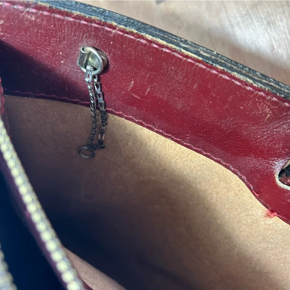 Vintage 1980’s Top Grain Leather Red Burgundy Portfolio Attaché Briefcase